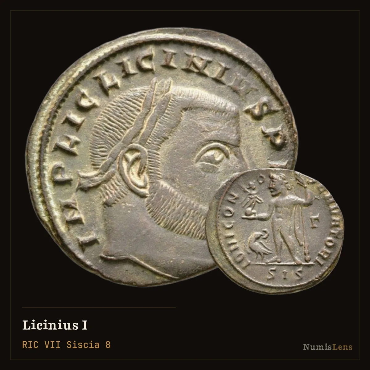 Licinius I Follis, Siscia 313-315 AD - IOVI CONSERVATORI Jupiter, RIC VII 8