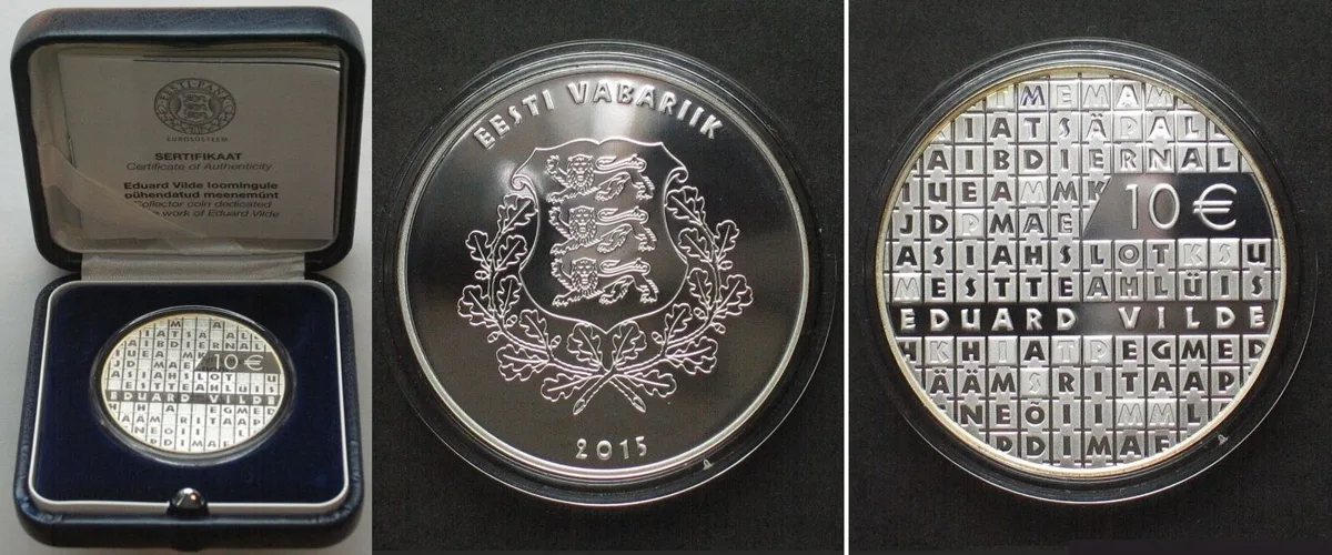 2015 ESTONIA. 10 Euro 2015, EDUARD VILDE, silver, Proof
