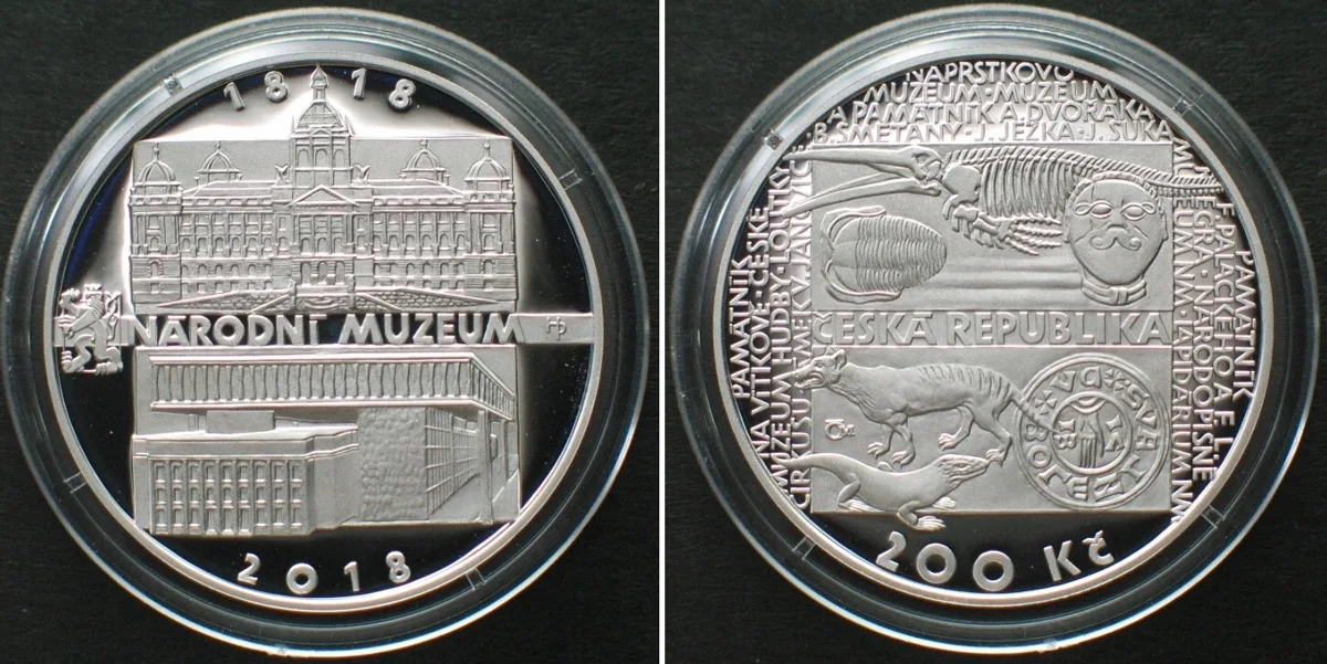200 Kronen 2018 CZECH REPUBLIC. 200 Korun 2018, National Museum, silver Proof