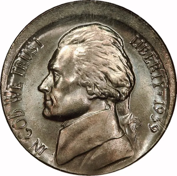 Jefferson Nickel, 1939, Broadstruck, 5¢, MS63 , NGC