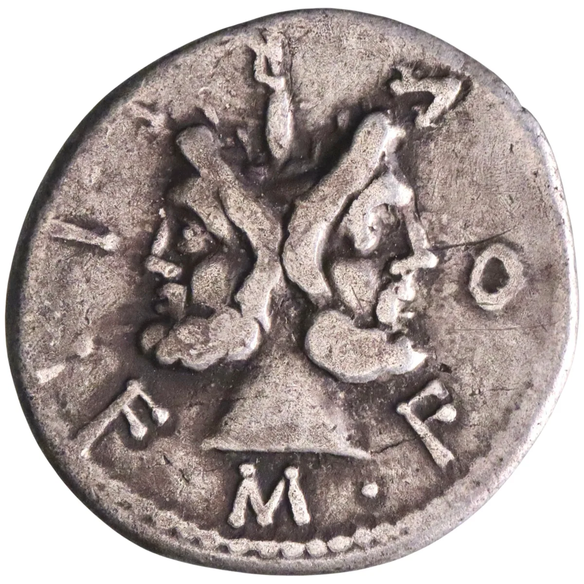 Roman Republic: M. Furius L.f. Philus, silver denarius (3.73g), Rome mint, 120 BCE. Janus / Roma.