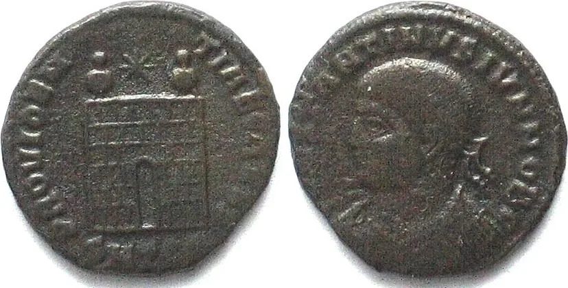327-328 CONSTANTINE II (317-340 AD). AE Follis, as caesar, 327-328, SMTSΔ, Thessalonica VF