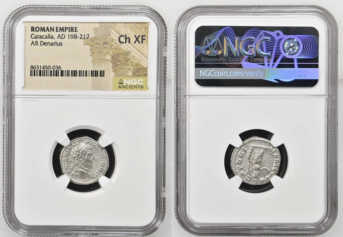 Denarius 198-217 AD Caracalla Ch XF