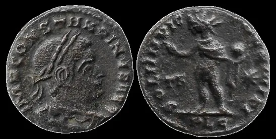 Constantine 315-316 AD, AE 18mm 2.77gm follis. Lyons Rated C3, VF