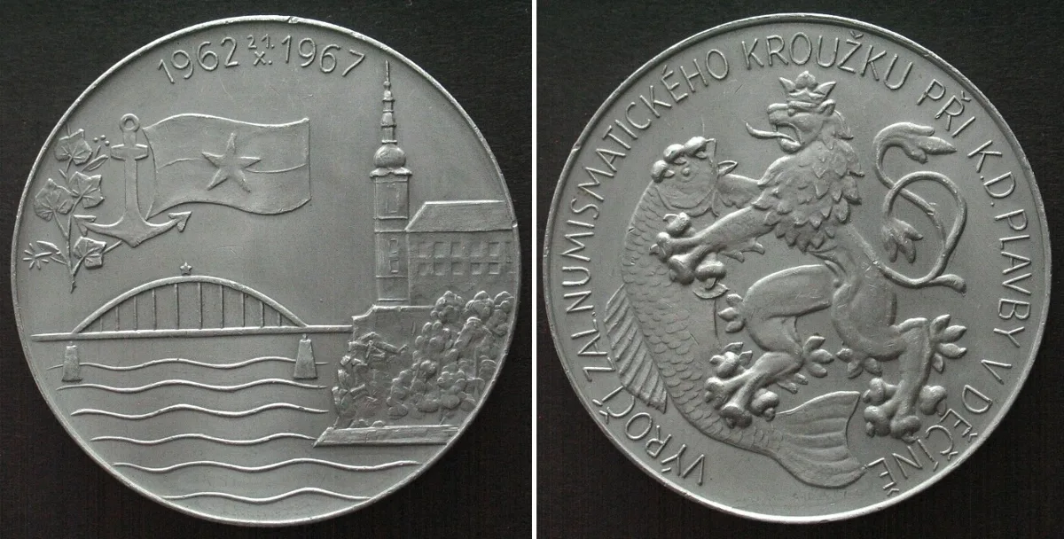 1967 CZECHOSLOVAKIA. Medal 1967, Numismatic Society of Decin, Alu, 52mm, UNC-