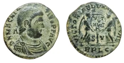 MAGNENTIUS 350-353 AD. AE Centenionalis 22mm 4.61gm, Lugdunum mint. VF. Rated R2