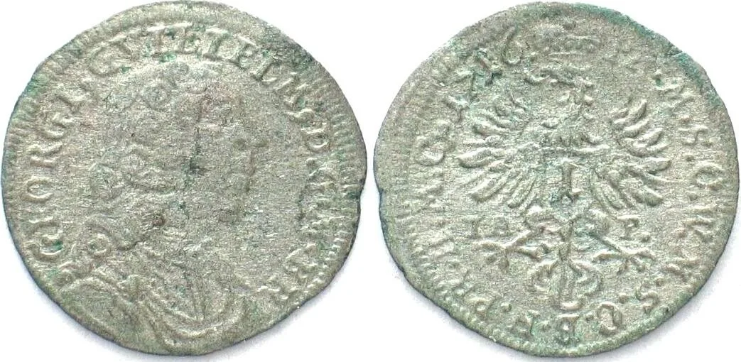 1716 Germany BRANDENBURG-BAYREUTH Kreuzer 1716 GEORG WILHELM silver AU!