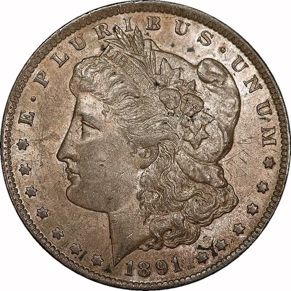 Morgan Dollar, 1891-CC, Spitting Eagle, $1, AU55 , PCGS/CAC