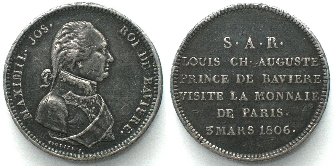 1806 FRANCE 2 Francs 1806 Visit of Prince Ludwig of Bavaria to Paris Mint, OFF-METAL EF