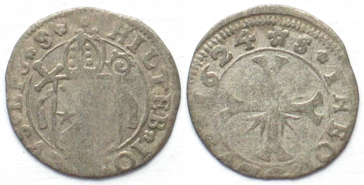 1624 Swiss VALAIS - SITTEN 1/2 Batzen 1624 HILDEBRAND JOST billon XF! EF-