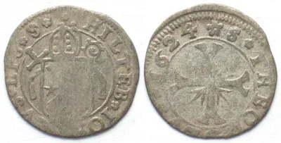 1624 Swiss VALAIS - SITTEN 1/2 Batzen 1624 HILDEBRAND JOST billon XF! EF-