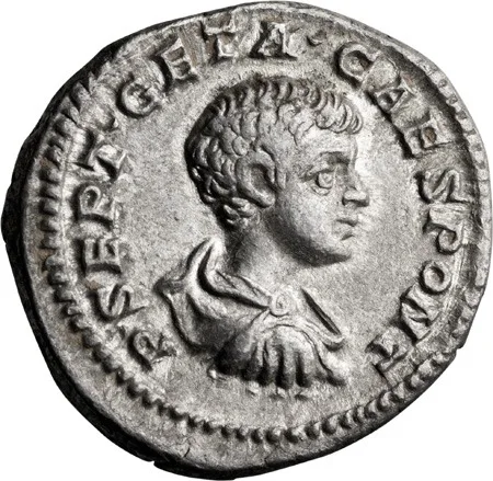 Geta as Caesar. Denarius