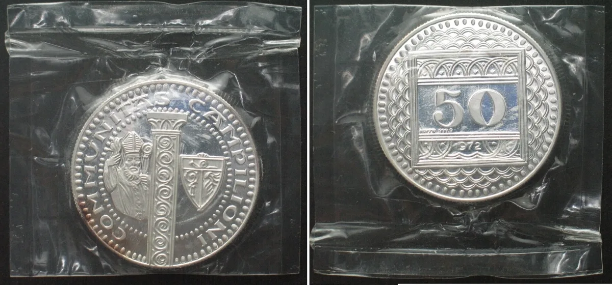 1972 Switzerland CAMPILIONI 50 Francs 1972 silver Proof SEALED!!! RARE!!! Proof