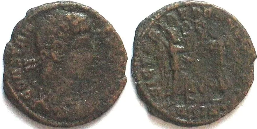 347-348 CONSTANS (333-350 AD). AE Nummus, 347-348, ASIS, Siscia mint, VICTORIAE DD AVGGQ VF