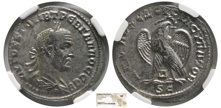 Trebonianus Gallus. 251-253AD, BI Tetradrachm. NGC-XF