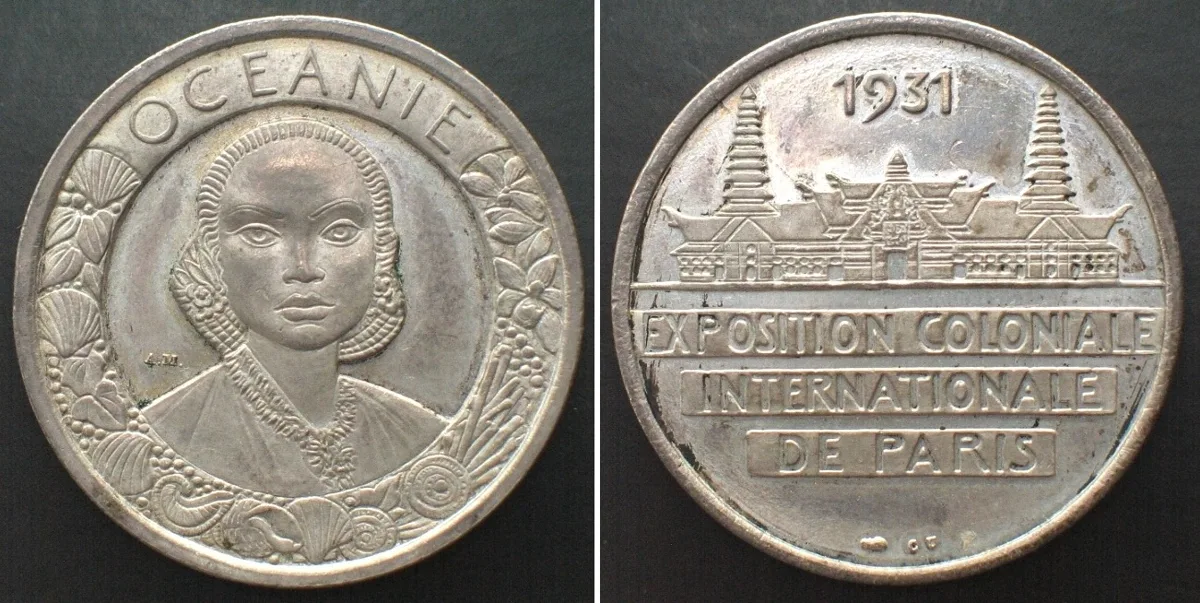1931 INTERNATIONAL COLONIAL EXPO 1931 - OCEANIA - V.I.P. Medal silvered bronze 32mm Proof