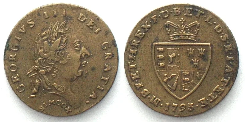 1795 1795 GEORGE III SPADE GUINEA Brass Token by Simcox 20mm XF EF