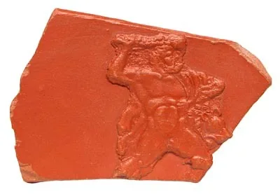 Roman North African Pottery Fragment with Image of Heracles with Club