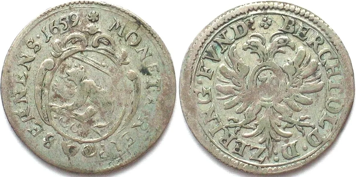 1659 Swiss Cantons BERN 20 Kreuzer 1659 silver VF+ RARE! VF+