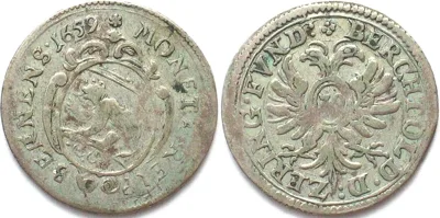 1659 Swiss Cantons BERN 20 Kreuzer 1659 silver VF+ RARE! VF+