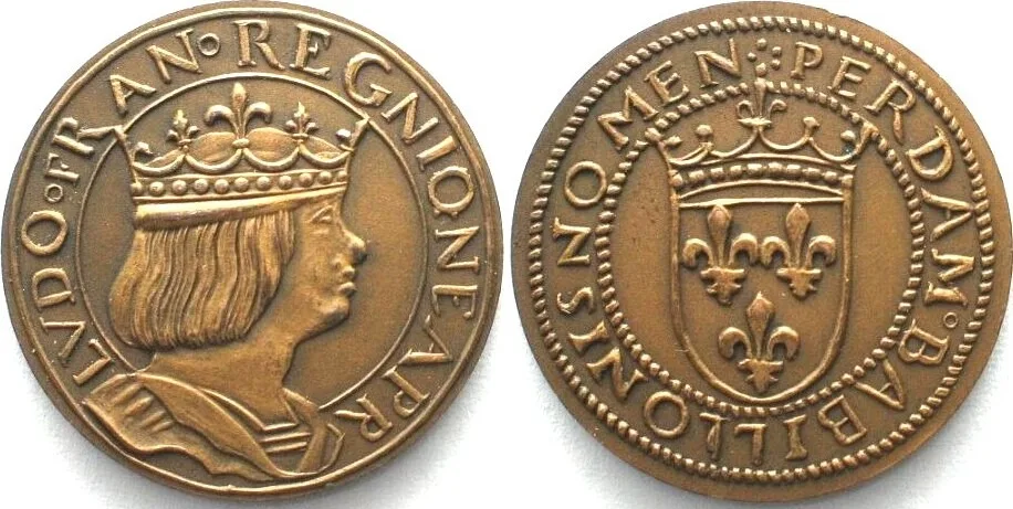 1880 FRANCE Test strike ND(1880) LOUIS XII Ducat of NAPLES bronze 25mm BU