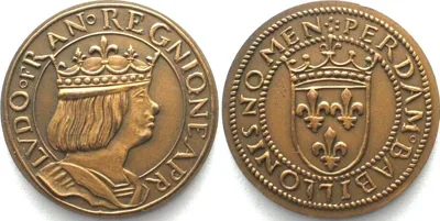 1880 FRANCE Test strike ND(1880) LOUIS XII Ducat of NAPLES bronze 25mm BU