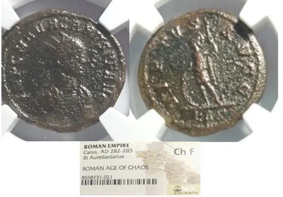 Carus 282-283 AD, AE Antoninianus. Rome mint, Ch F NGC
