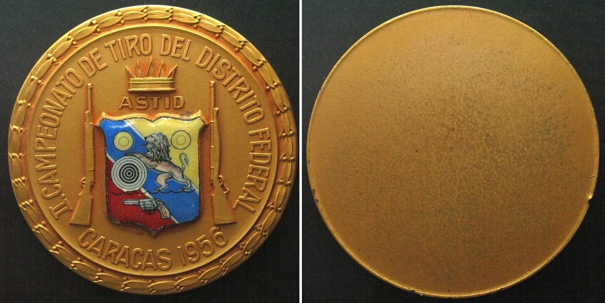 1956 CARACAS 1956. 2ND SHOOTING CHAMPIONSHIP OF THE FEDERAL DISTRICT bronze 59mm UNC-