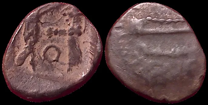 SIDON, PHOENICIA 401-365 BC, AR 8mm, 0.8g sixteenth shekel. Ba`alšillem (Sakton) II