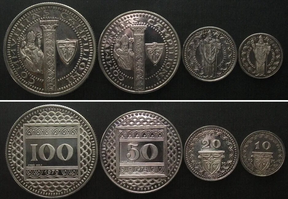 1970-1972 CAMPILIONI Set 10,20,100 Francs 1970, 50 Francs 1972 silver RARE! Proof