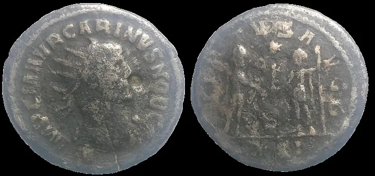 Carinus Augustus 283-285 AD (Struck mid-283 and the summer of 284) Silvered AE 3.66gm 21.4mm Antoninianus, Antioch mint. Partially toned