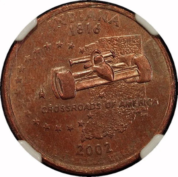 Washington 25¢, 2002, Missing Clad Layer, 25¢, AU58 , NGC