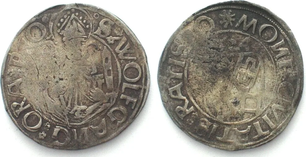 1524 REGENSBURG City. Batzen 1524 silver VF+
