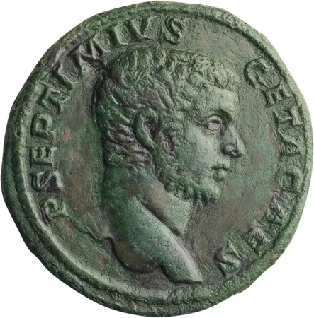 Geta as Caesar. Sestertius