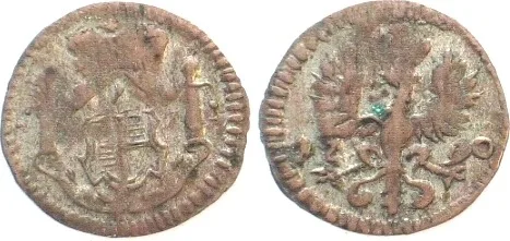 1790 German BRANDENBURG-ANSBACH Pfennig 1790, KARL ALEXANDER, billon AU