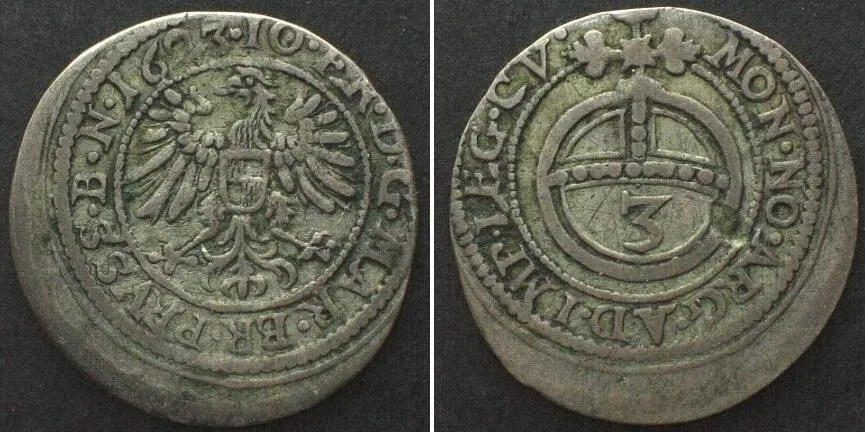 1623 German BRANDENBURG-ANSBACH 3 Kreuzer 1623 JOACHIM ERNST silver VF+