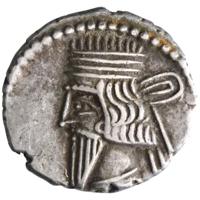 Parthian: Vologases III (105-147), silver drachm (3.69g), Ecbatana mint, 105-147 CE. Diademed, bearded bust / Archer seated on throne.