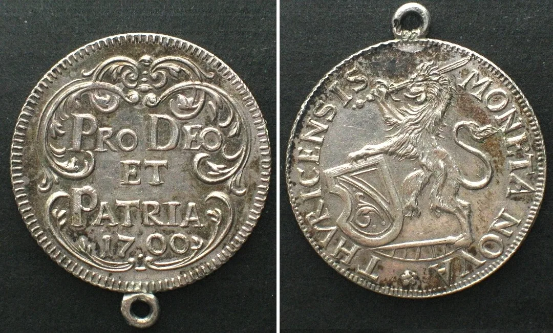 1700 Swiss Cantons ZURICH 5 Schilling 1700 (1930s Imitation by Jezler) silver RARE! UNC-