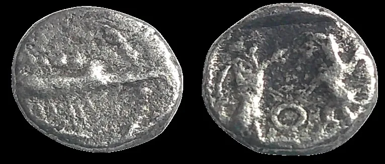 Phoenicia, Sidon. Baalshillem (Sakton) II. Circa 401-365 BC. AR 7.9mm 0.51gm Sixteenth Shekel