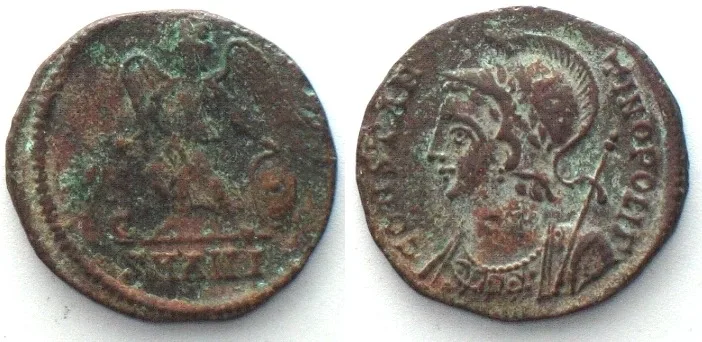 337-347 CITY COMMEMORATIVES. CONSTANTINOPOLIS, AE Follis, SMANI, Antioch mint, 337-347 XF