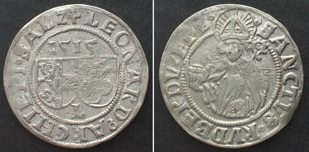 1515 SALZBURG 4 Kreuzer 1515, LEONHARD VON KEUTSCHACH, silver AU!