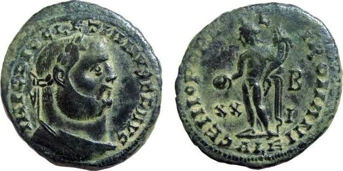 AE Follis of Diocletian 284-305 AD., GENIO POPVLI ROMANI, Alexandria mint