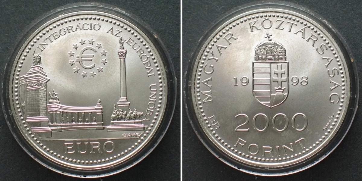 1998 HUNGARY 2000 Forint 1998 EUROPEAN UNION silver BU
