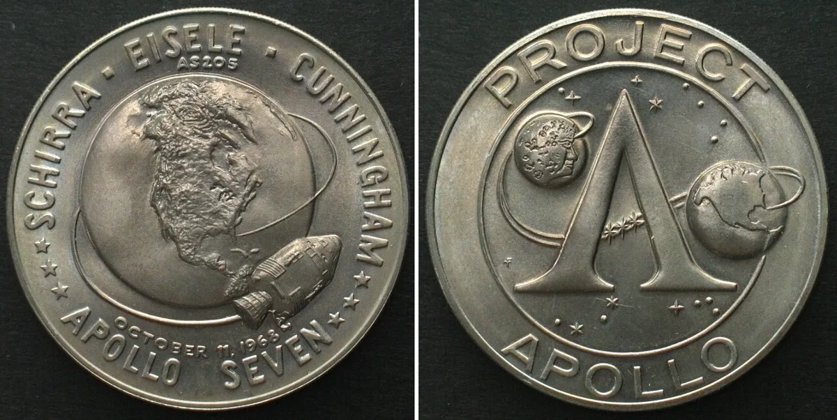 1968 USA. Challenge Coin 1968, Apollo Seven, PROJECT APOLLO, Cu-Ni, BU, RARE! BU