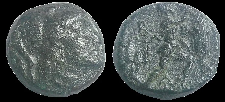 Kings of Macedon, Antigonos II Gonatas 274-229 BC. Unspecified Mint, AE 16.5mm 6.60gm Unit (Dichalkon). Dark green patina
