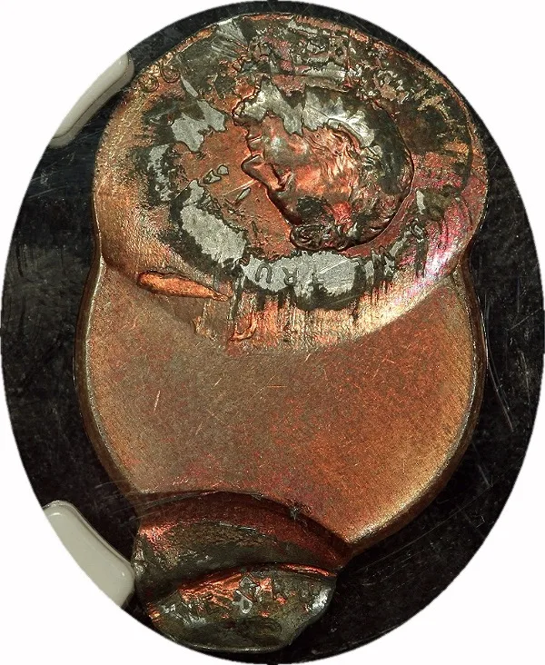 Lincoln Cent, ND, Triple Struck. All Off Center, 1¢, MS62 RB, NGC