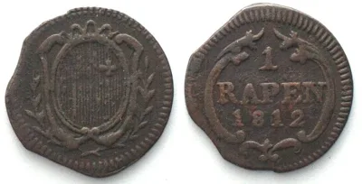 1812 Swiss Cantons SCHWYZ Rappen 1812 copper VF+