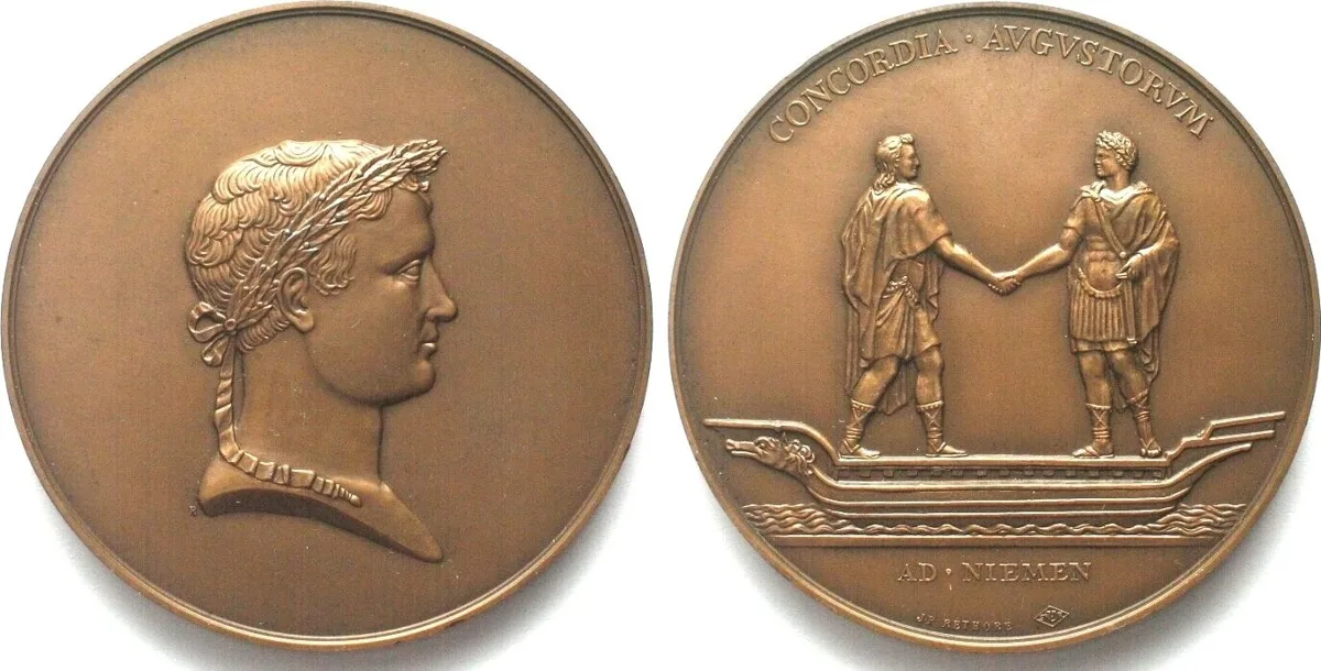 1985 NAPOLEON I. Medal, CONCORDIA AVGVSTORVM - AD NIEMEN, bronze, 68mm UNC