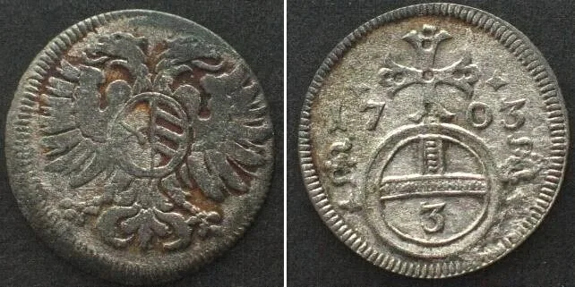 1703 AUSTRIA 3 Pfennig 1703, Oppeln mint, LEOPOLD I silver XF! EF