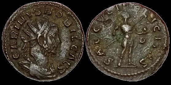 Carinus as Ceasar 282-283 AD, BI 24mm, 3.69gm Antoninianus, Lugdunum (Lyons) mint, Very Fine, Dark Brown Patina, Scarce